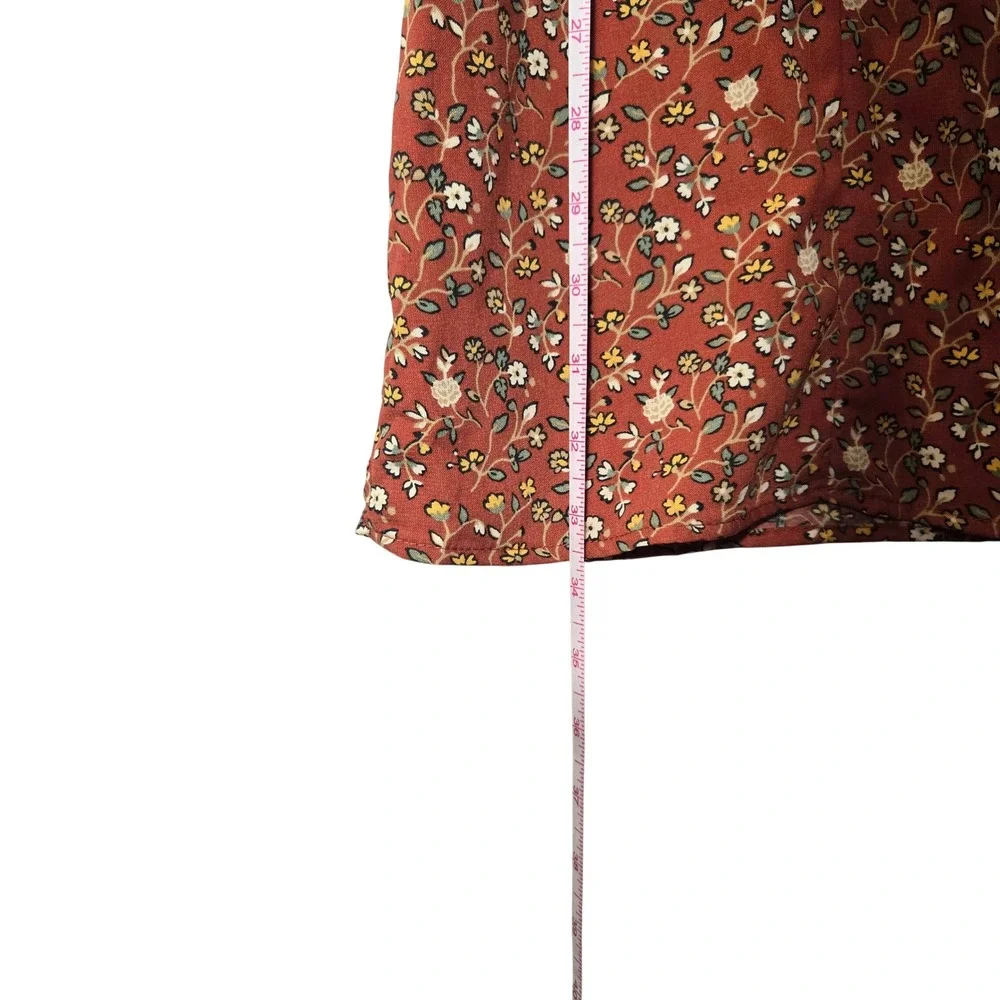 Trixxi Floral Puff Sleeve Mini Dress Rust Orange M Cottagecore Boho Romantic - Picture 8 of 12